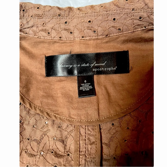 Brown Lace Lightweight Blazer by Apostrophe - Size 6 - Picture 5 of 5